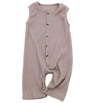 China Newborn Cotton Baby Rib Knitted Jumpsuits Sleeveless Cardigan Rompers Sleepwear Casual Rompers Gaiters for sale