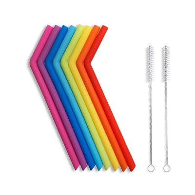 China Sustainable Hot Selling Collapsible Flexible Silicone Drinking Straws Case With Brush for sale