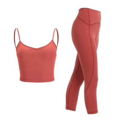 China Breathable Eco-Friendly Sports Running Yoga Apparel Gym Summer Fitness Wear Fashionable High Waisted Workout Leggings Yoga Set for sale