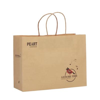 China Recyclable Custom Logo Food Grade Kraft Paper Bag Gift Bag Shopping Bag for sale