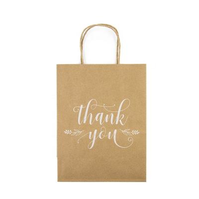 China Recyclable Custom Printed Kraft Paper Thank You Shopping Bags With Handles for sale