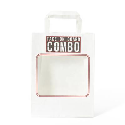 China Recyclable Customized White Kraft Paper Food Bag With Flat Handle for sale