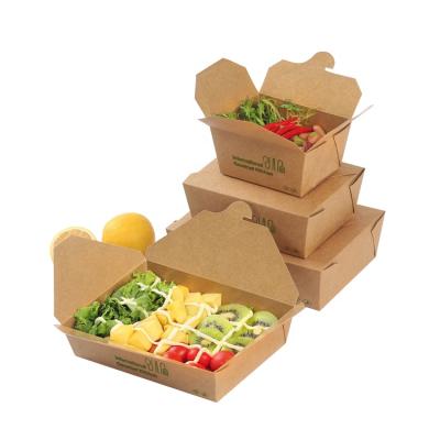 China Wholesale Disposable Food Grade Kraft Paper Cardboard Food Packaging Box For Salad Sushi for sale