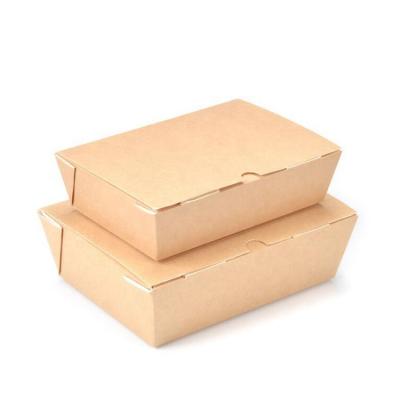 China Disposable plain brown paper food container box for lunch for sale