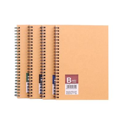 China Printed school notebook with spiral, eco-friendly brown paper notebook, recycled paper spiral notebook for sale