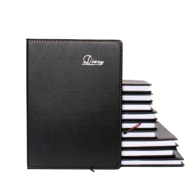 China Genuine Leather Notebook Soft Cover Leather Notebook Top Grade Black Hardcover Notebook with Deboss Logo on Cover for sale