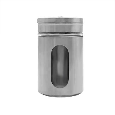 China Sustainable Hot Amazon Spun Shaped Stainless Steel Spice Jar Seasoning Bottle for sale