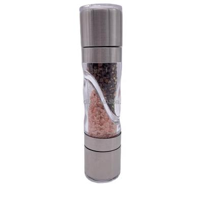 China Sustainable Manual Stainless Steel Salt and Pepper Grinders Set with Adjustable Ceramic Rotor 2 in 1 Salt and Pepper Grinder for sale