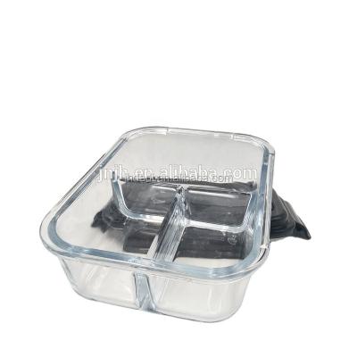 China Microwavable High Borosilicate Glass Food Storage Containers Set Customized Glass Lunch Box With BPA Free Plastic Lid for sale