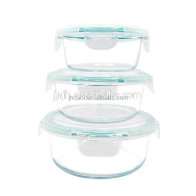 China Microwavable High Borosilicate Glass Meal Prep Food Lunch Container for sale