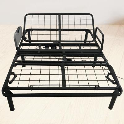 China Cheap high quality foldable slats folding electric bed rail frame portable black twin full queen size for sale