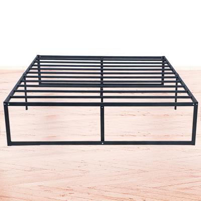 China Foldable Black Queen Frame Metal Platform Bed Frame With Steel Slat Support Mattress Base for sale