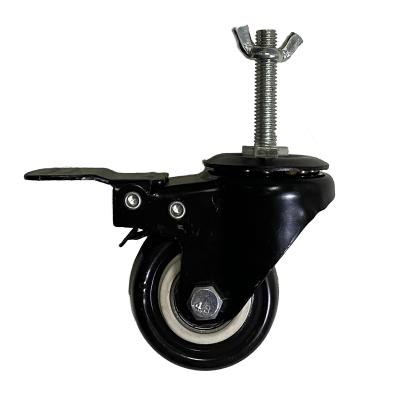 China Traditional 1.5 2 Inch PU Swivel Steel Plate Caster Wheels Furniture Casters With Brake for sale