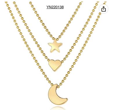 China Stern-Mond-Liebes-Anhänger-Halskette Trendy Stapeln von Goldhalsketten zu verkaufen