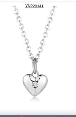 China 45cm Valentine Heart Pendant Necklace Silver Roestvrij staalhalsband voor Vrouw Te koop