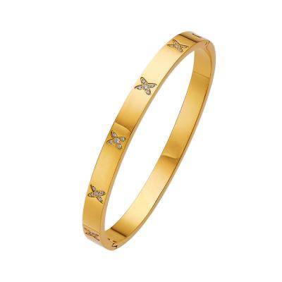 Chine MVCOLEDY Jewelry Gold Plated Bangle Bracelet Cz Stone Stainless Steel With Crystal à vendre