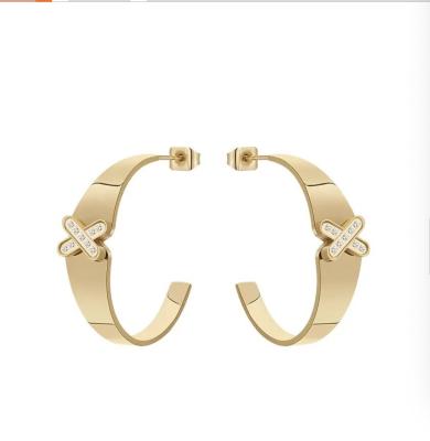 China ORAZIO Stainless Steel Women Hoop Earrings Cute Huggie Earrings Cubic Zirconia Inlaid for sale