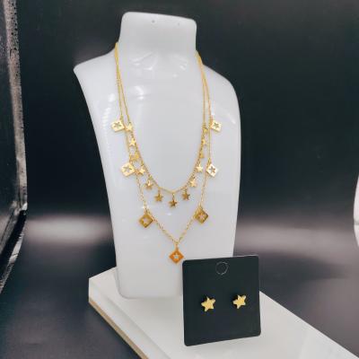 China New Arrival Trendy High Polish Newest Gold Color Stainless Steel  Earring ,Necklace , Bracelet Sets For Lady en venta