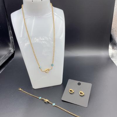 China High Polish Newest Gold Color Stainless Steel  Earring ,Necklace , Bracelet Sets For Lady à venda