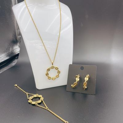 중국 High Polish Newest Gold Color Stainless Steel  Earring ,Necklace , Bracelet Sets For Lady 판매용