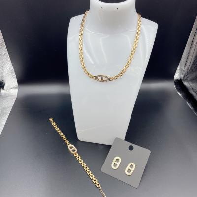 중국 High Polish Newest Gold Color Stainless Steel  Earring ,Necklace , Bracelet Sets For Lady 판매용