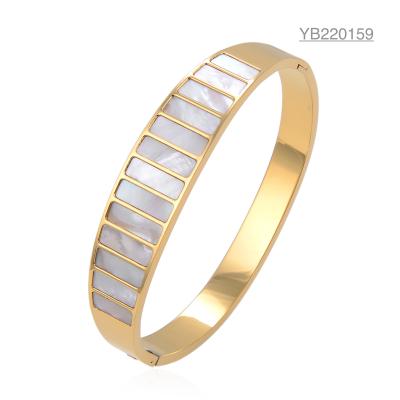 China European And American Style Bracelet Stainless Steel Bracelet Vertical Stripe Inlaid Bangle for sale