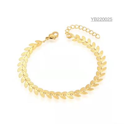 China vintage luxury brand hand chains 14k gold 3d leaf shape bracelet Stainless steel for sale