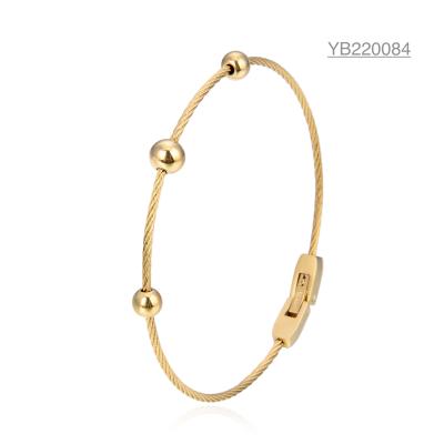 China OEM Simple Small Bead Bracelet K Gold Stainless Steel Rope Chain Bracelet for sale