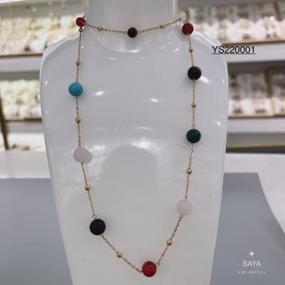 China Conjunto de colar de corrente de contas coloridas de marca exclusiva, pulseira de aço inoxidável à venda