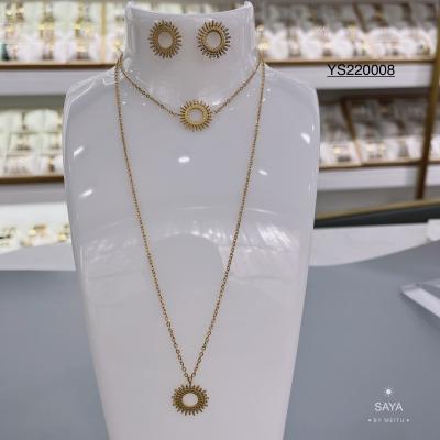 China High-end Brand 18k Gold Stainless Steel Jewelry Set Gold Gear 45cm Thin Necklace for sale