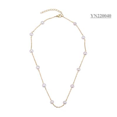 China Women's Stainless Steel Fashion Necklaces Stacked Pearl Necklace For Wedding for sale