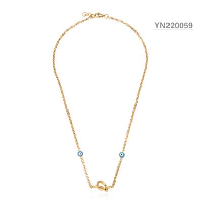 Cina ODM Luxury Brand Double Blue Eye Collana impilabile in oro in acciaio inossidabile in vendita