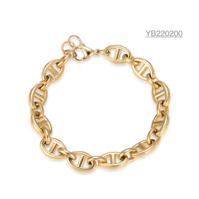 China Vintage roestvrijstalen designer sieraden varken neusvorm gouden handketting voor dames Te koop