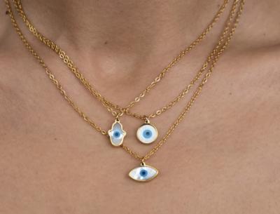 China OEM ODM Shell Hanger Sieraden Blue Devil's Eye Ketting Voor Party Te koop