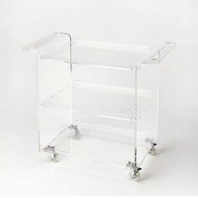 China Modern Nordic acrylic side coffee table tea table trolley stand furniture living room transparent trolley for sale