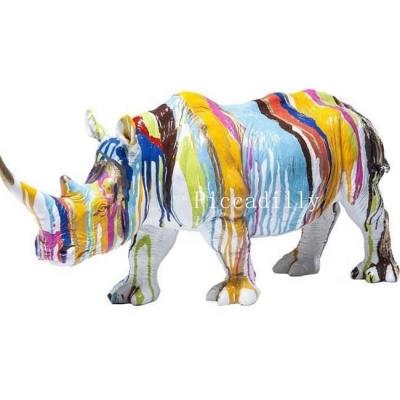 China Modern China Fiberglass Art Sculpture Fiberglass Color Rhino Sculpture For Sale for sale