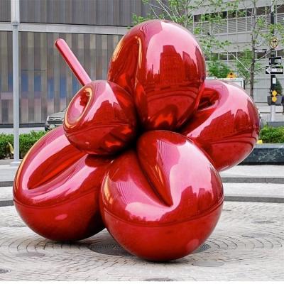 China China Modern Art Outdoor Decor Red Mounted Fiberglass Balloon Flower Sculpture for sale