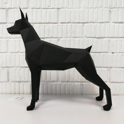 China China home decoration art fiberglass black dog sculpture geometric doberman statue for sale