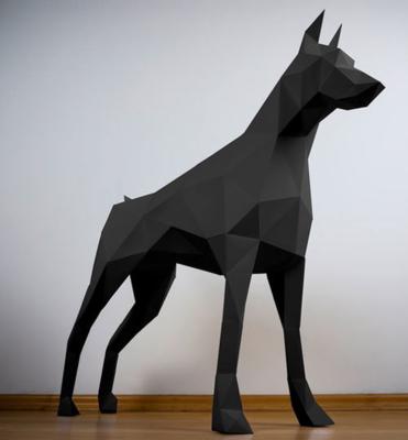 China China Art Decor Geometric Life Size Animal Sculpture Fiberglass Indoor Doberman Statue for sale