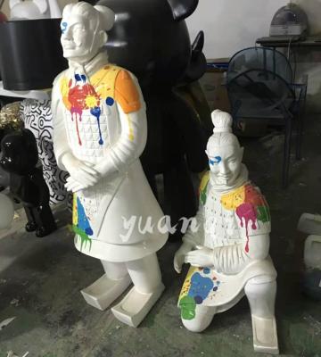 China China Chinese Sculpture Terra Cotta Warriors Statue Life Size Fiberglass Figure for sale