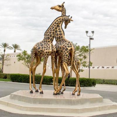 China China Outdoor Square Decoration Cast Large Bronze Animal Statue Bronze Giraffe Sculpture for sale