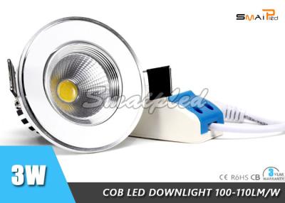 China Aluminum 3w LED Ceiling Downlights , CE C-Tick Recessed COB LED Downlight for sale