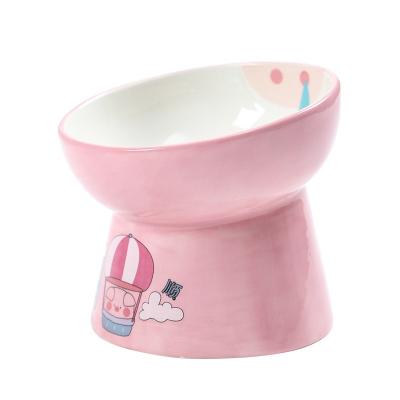 China Durable High Foot Slanted Design Not Easy To Stick In Bowl Wall Ceramic Slow Driver Dog Bowl for sale