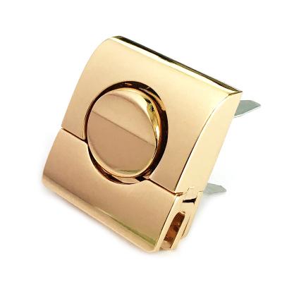 China High Quality Gold Hot Selling Metal Smart Square Push Lock For Fashion Bag Custom Alloy Push Turn Lock Handbag Accessories for sale