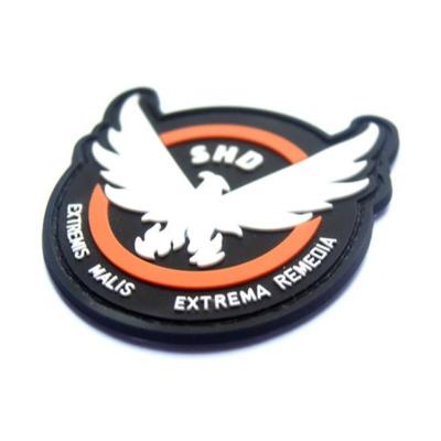 China 3D 3D Embossed Round Pattern Apparel Pigeon Fly Pigeon Logo Label Custom Soft Rubber PVC Patches Sign For Stockings Jacket for sale