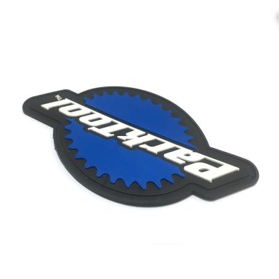 China custom 3D logo white letter blue soft silicone rubber patch for military clothing and hat manufacturer for sale