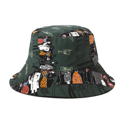 China JALOFUN Character Fashion Bucket Hat Designer Women Cotton Wholesale Printing Outdoor Simple 100% Fishing Hat For Women for sale