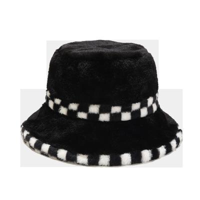 China New HOT DECORATION Winter Screens Plush Bucket Hats For Women Tourism Outdoor Warm Hat Velvet Fisherman Cap Lady Fashion Soft Present for sale