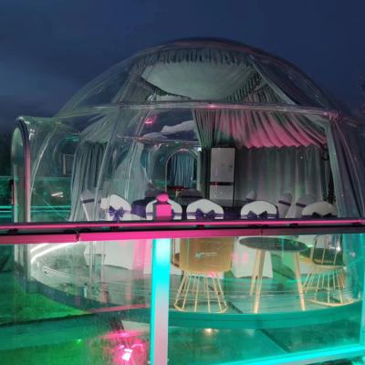 China Water Proof Geodesic Tempered PC Dome Tent Transparent House Cafe Restaurant / Fire Retardant 6m Diameter for sale