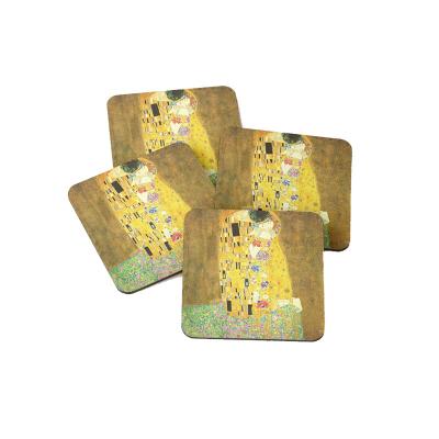 China Klimt Sustainable Skillful Design Water Absorbent Ceramic Marble Coaster With Cork Back for sale